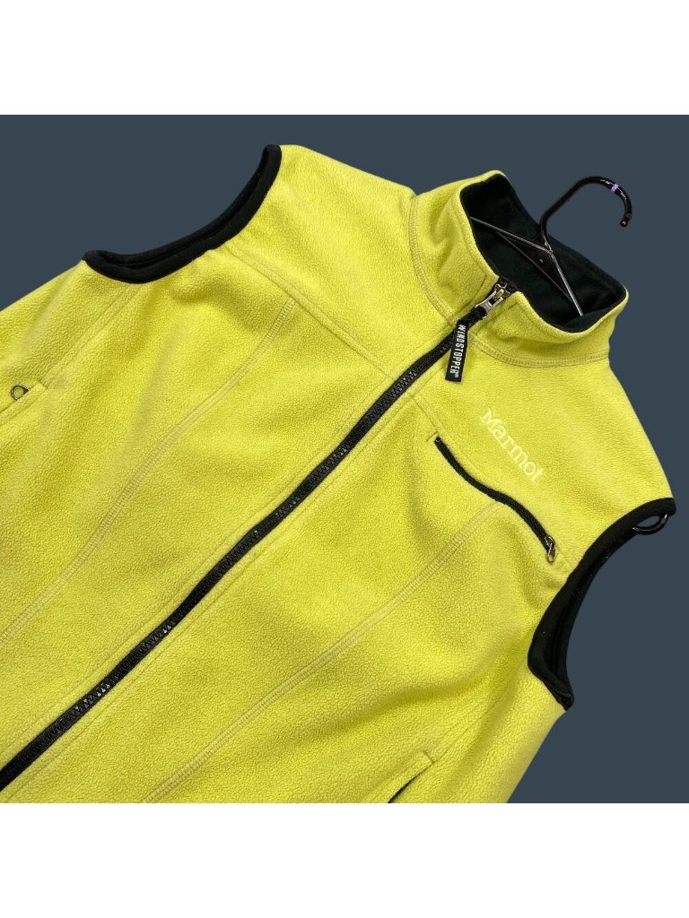 Marmot Womens Gore Windstopper Fleece Vest Size Small Neon/Green Zipper Pockets